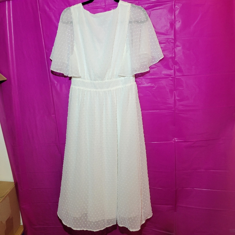 Transcendent Class White Swiss Dot Flutter Sleeve… - image 7